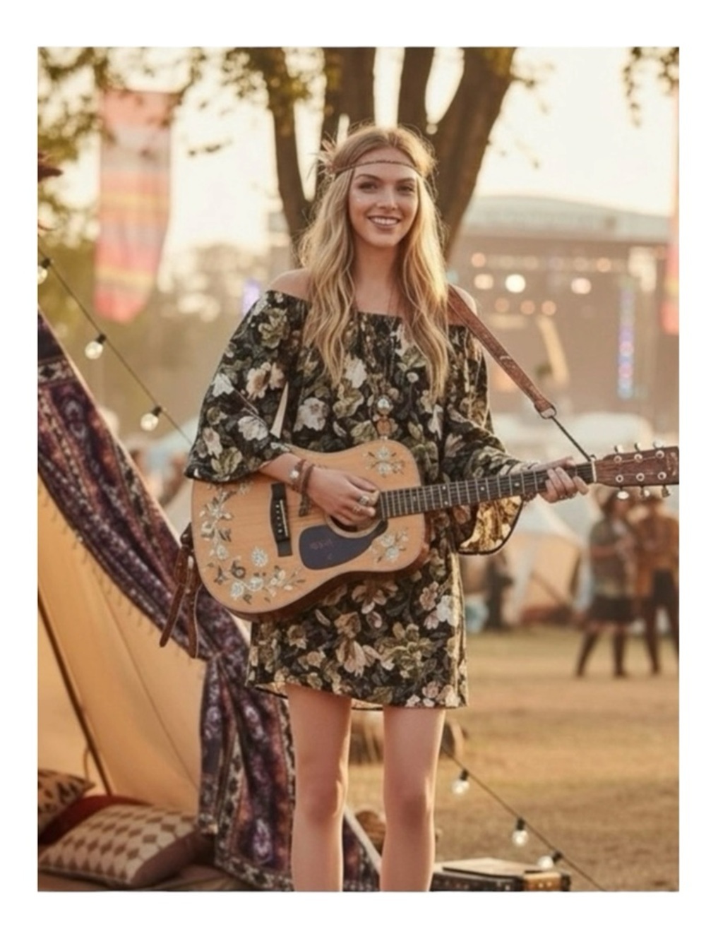 new French Connection ❤︎ Fall Floral Print Off Shoulder Mini Dress ❤︎︎ Olive XS
